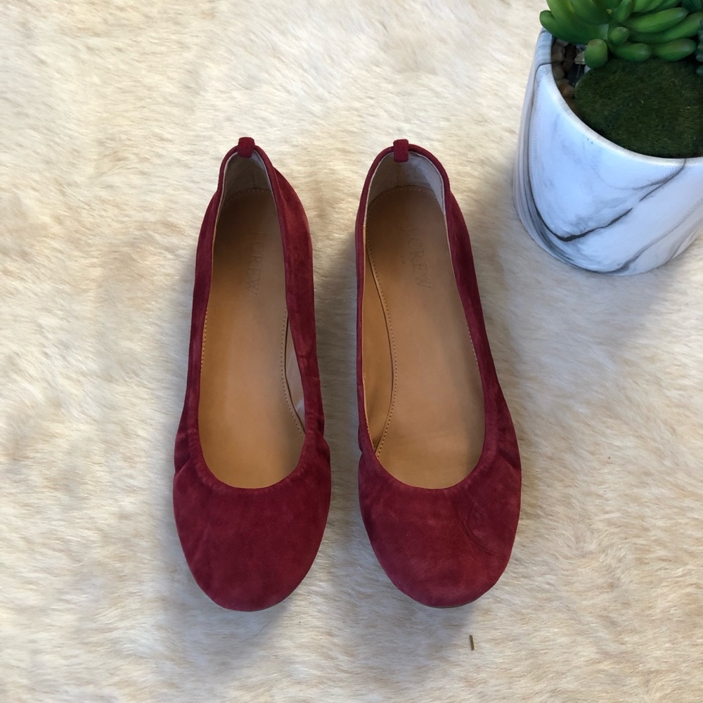J. Crew Anya suede maple crimson slip on flats